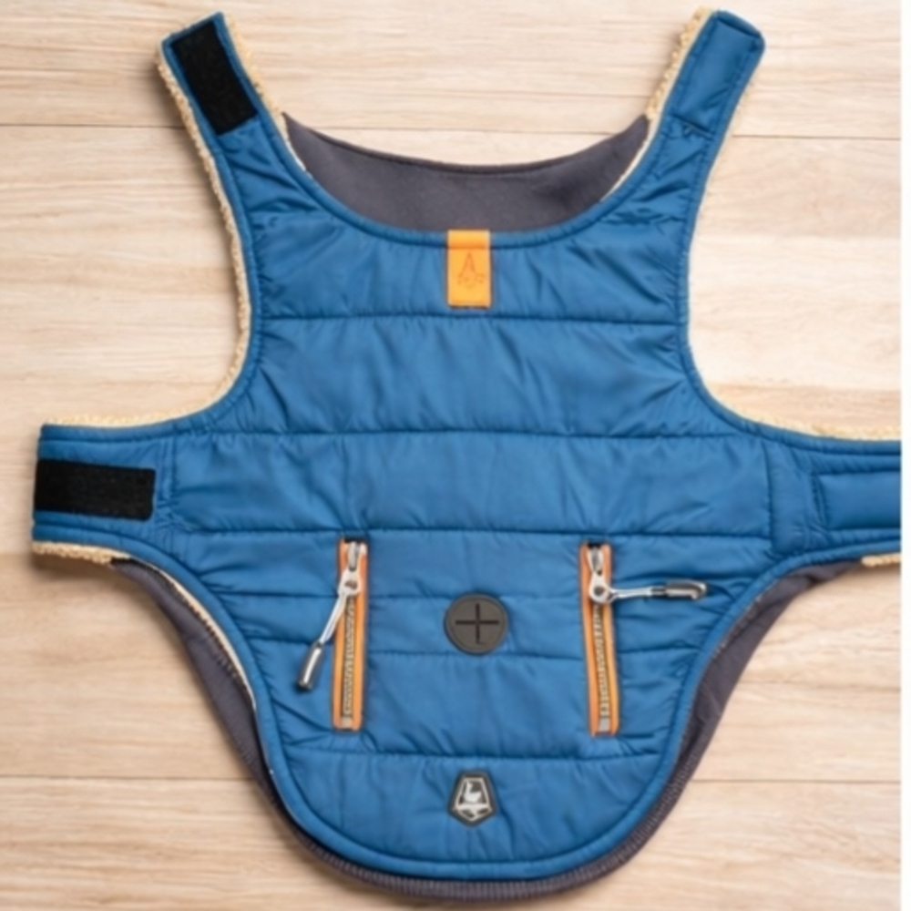 Arcadia Trail Blue Quilted Vest with Orange Zipper